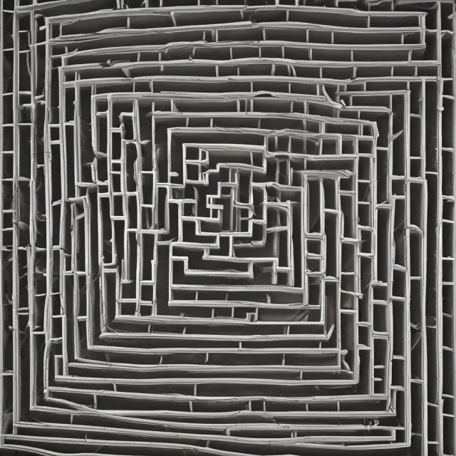A labyrinthine image showcasing claim data intertwined with regulatory guidelines, representing the complexities in insurance companies