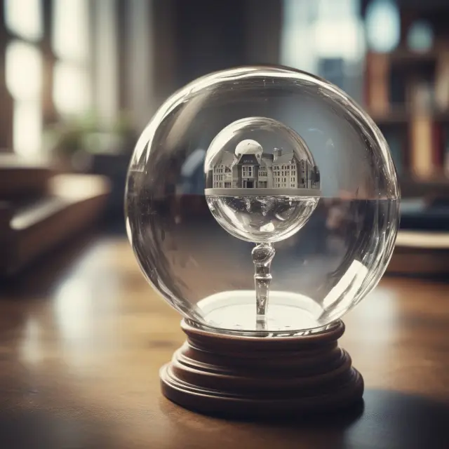 A crystal ball filled with swirling numbers and graphs representing loss reserves for an insurance company