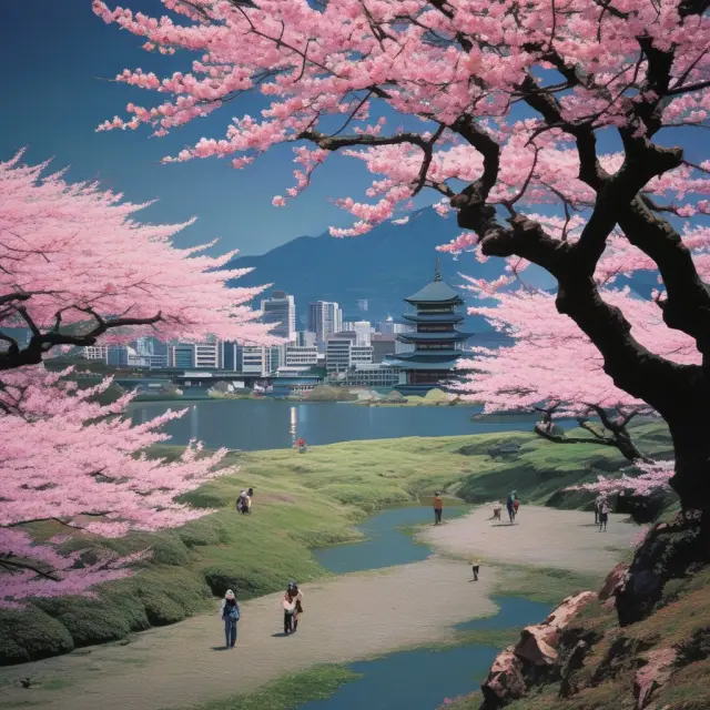 Japanese cherry blossoms blooming during the late 1980s