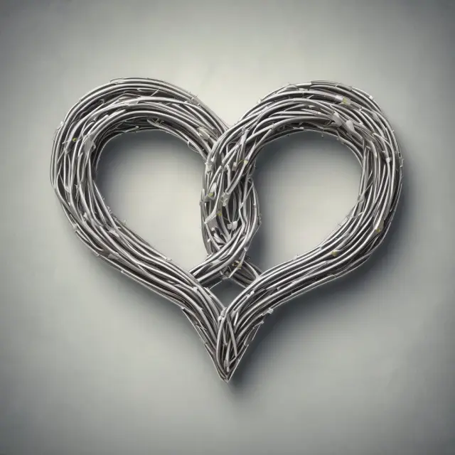 Entwined hearts symbolizing personal relationships interconnected within a complex business network