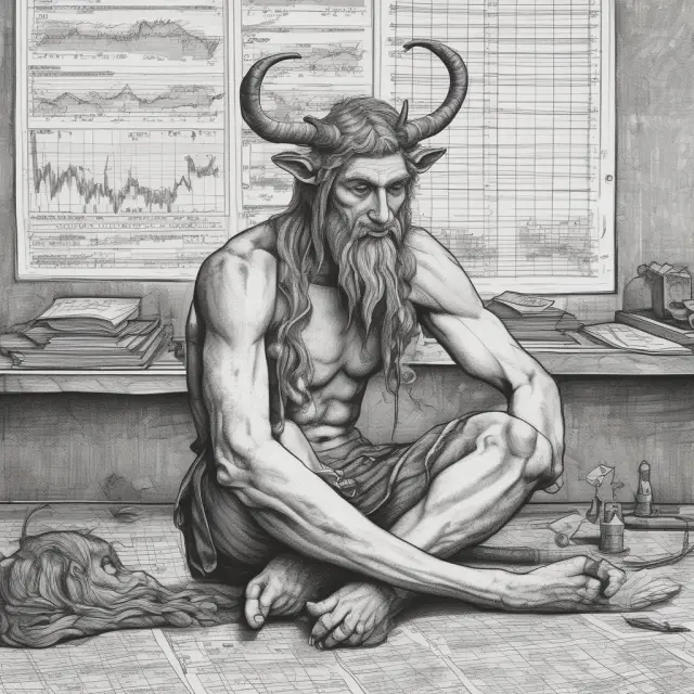 A faun sits thoughtfully among financial charts, considering the significance and temporary nature of low volume pullbacks