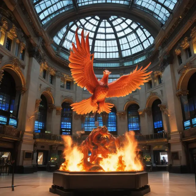 A phoenix rising from ashes symbolizes the U.K.
