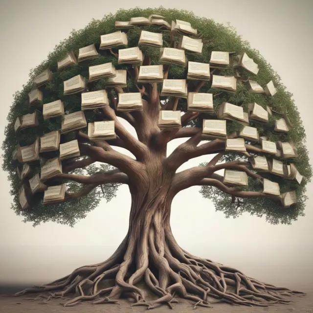 A metaphorical tree adorned with questions and answers about long-term care (LTC) insurance, offering valuable information to institutional investors.