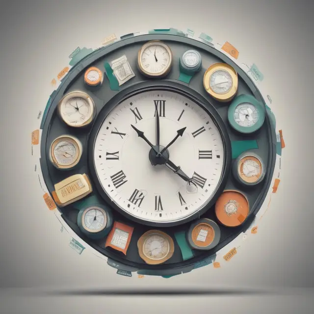 Clock displaying different financial statements for balance sheet, income statement, cash flow, and shareholder equity during last twelve months
