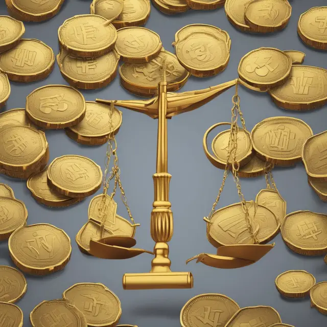 A scale weighing gold coins representing profitability and lucrativeness, with the former symbolizing short-term gains and the latter depicting long-term wealth creation potential.