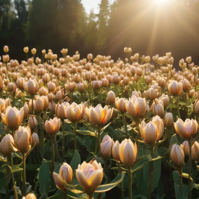 Vibrant garden filled with gold coins symbolizing financial wealth and potential investments
