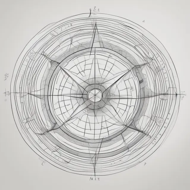 A mathematician using a compass to draw interconnected circles, symbolizing the Luhn Algorithm