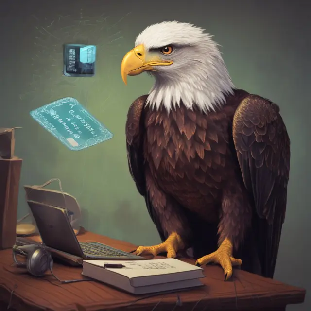 Eagle checking credit card numbers for errors using Luhn Algorithm, ensuring secure payment processing.