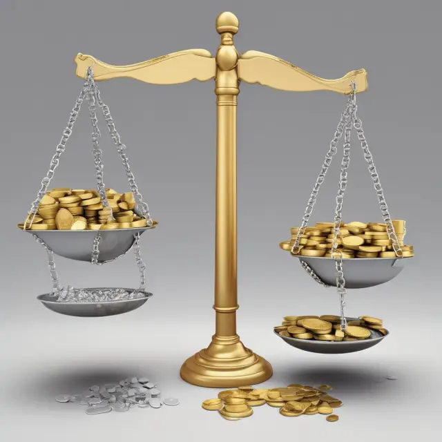 A scale filled with gold coins for a $1 million lump sum versus a pouring scale of silver coins depicting monthly annuity payments, with tax implications and potential investment returns