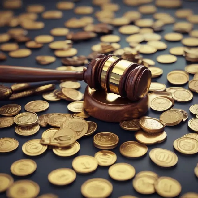 An image of the Federal Reserve Chairman wielding a gavel, crushing gold coins to symbolize controlling the M1 money supply.