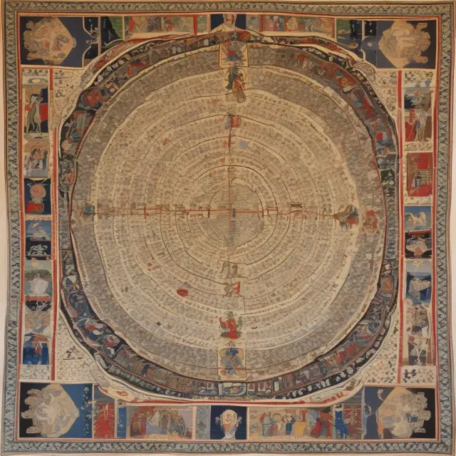A beautiful tapestry unfolding, featuring interconnected symbols representing the Amsterdam, Nice, and Lisbon Treaties, illustrating Europe