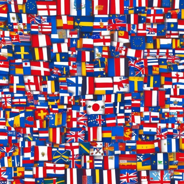 Tapestry illustrating unity among European Union member states through the Maastricht Treaty. Features interconnected EU flags.