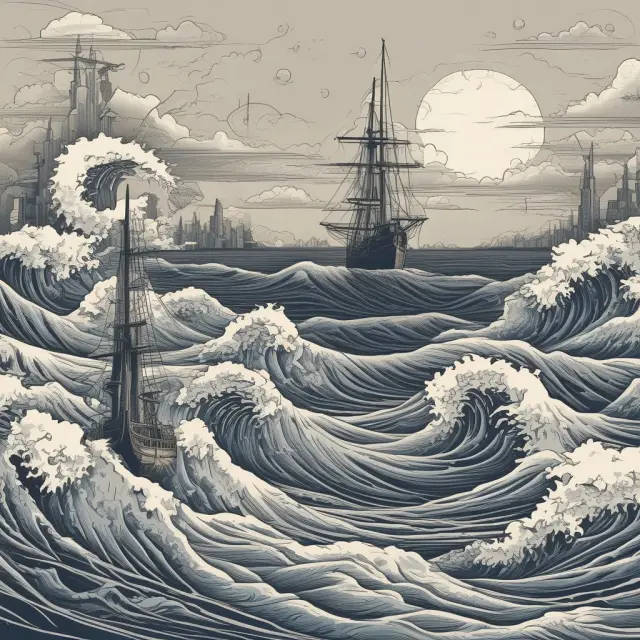 An ocean wave symbolizes macroeconomics, while tiny ripples represent microeconomics coming together in balance