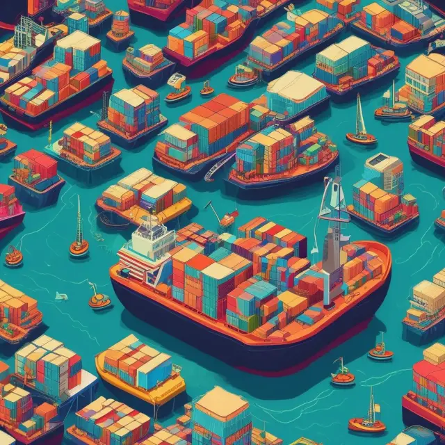 Businesses sailing on a vast ocean, adapting to waves symbolizing inflation, fiscal policy, employment levels, and national income