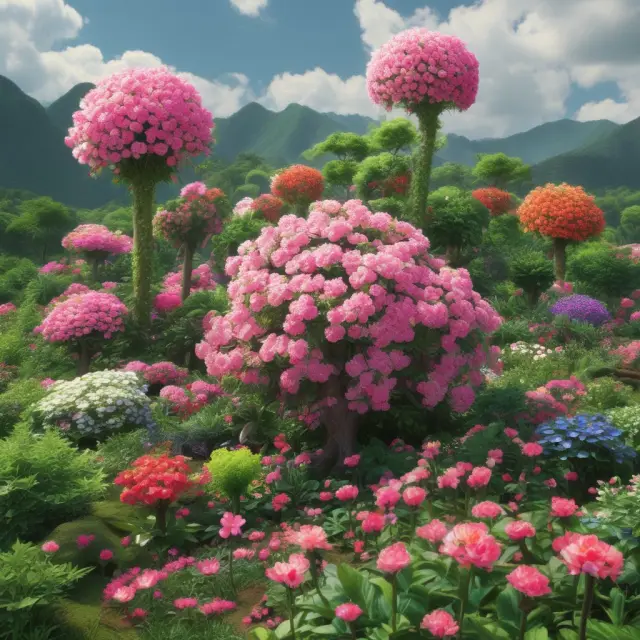 A vibrant garden filled with plants representing various eligible assets, each bearing a tag displaying their respective MACRS recovery periods