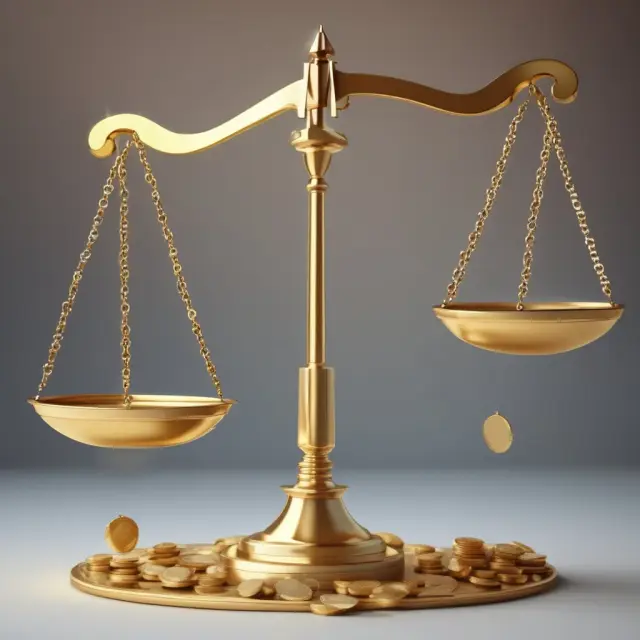 Golden scales weigh income levels, representing MAGI, against a Roth IRA and traditional IRA