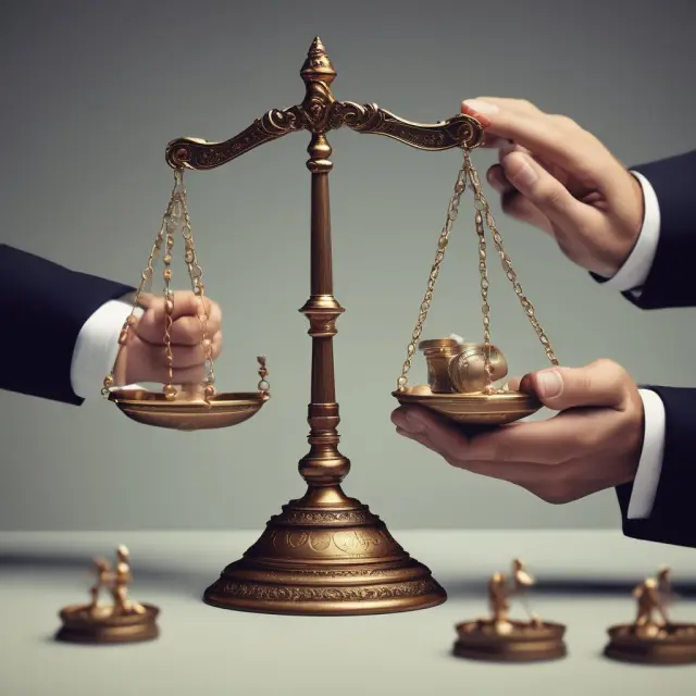 Wealthy hands manipulating the scales of a MAGI balance, optimizing tax deductions and credits