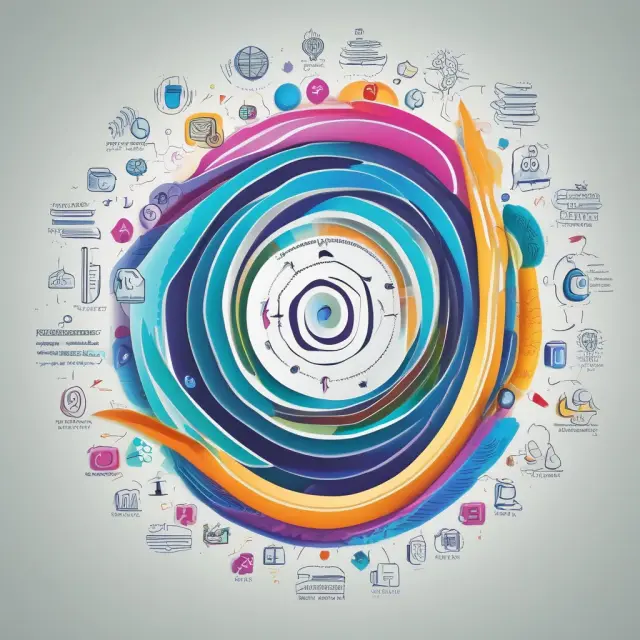 Imagery of magnetic ink waves flowing between representations of healthcare, marketing, education, and insurance sectors
