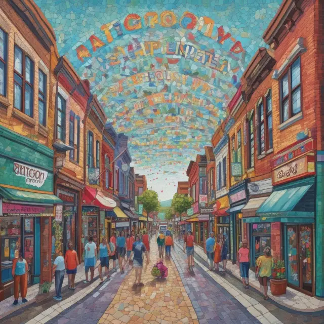 Vibrant mosaic of Main Street businesses representing community investment and growth.