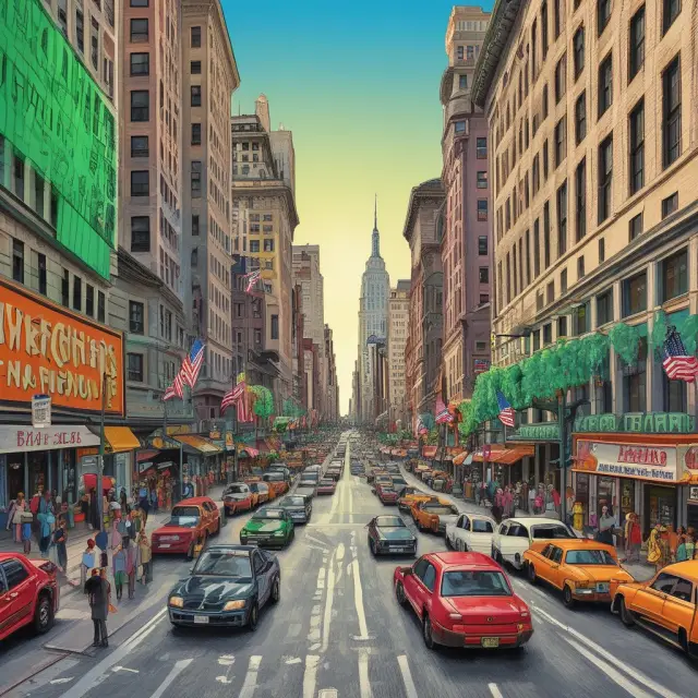 A peaceful river symbolizing Main Street intertwining with a turbulent, fast-flowing river representing Wall Street