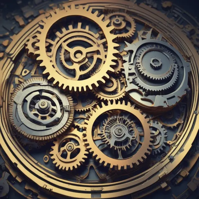Image of business gears and circuitry representing the importance of maintaining fixed assets and technology for smooth operations.