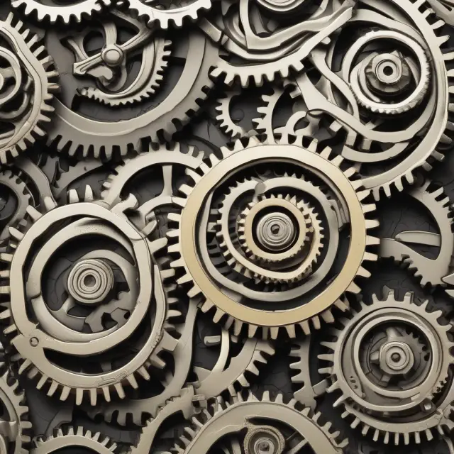 Clockwork gears represent the balance between community and individual maintenance expenses for condominium living