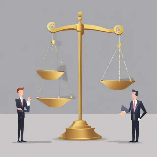 Majority shareholder considering buyout offers with a golden scale, emphasizing financial power and decision-making