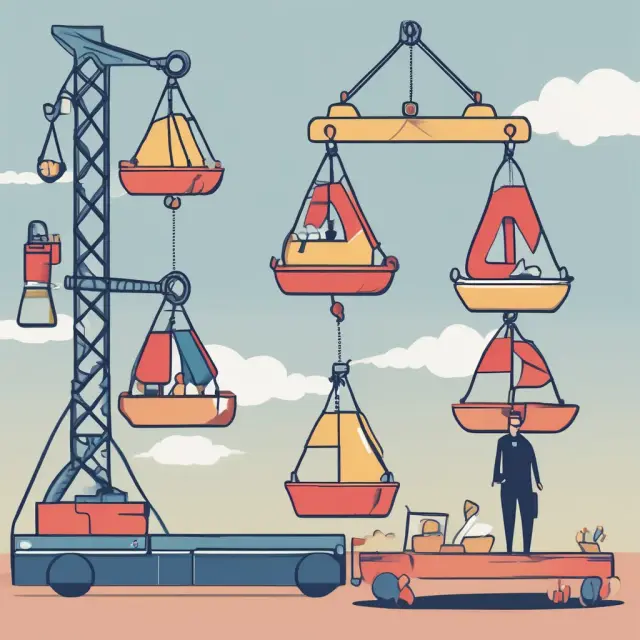 A scale with one side representing in-house production and the other external sourcing, symbolizing a company