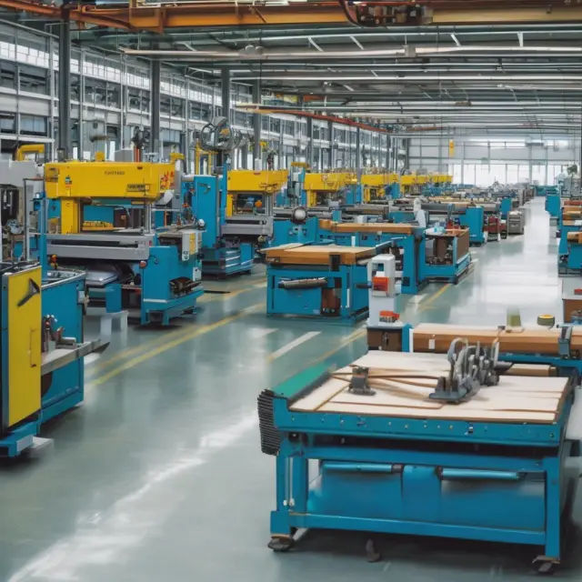 Scales teetering between internal production and external supplies, representing the importance of expertise and capabilities in make-or-buy decisions