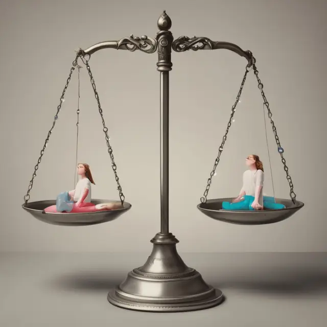 A set of scales representing the burden of proof in a medical malpractice lawsuit. One side holds an injured patient, while the other side balances the standard of care with a healthcare professional.