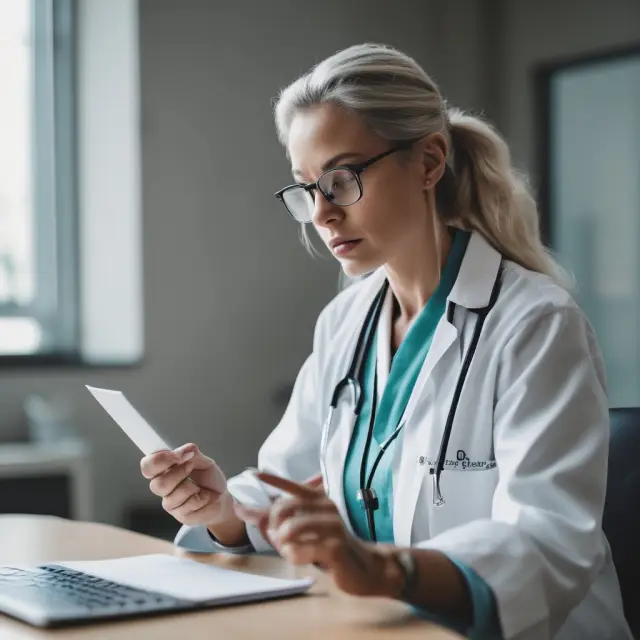 Image of a healthcare professional holding a shield made from best practices: documentation, adherence to guidelines, effective communication, technology, and ongoing education
