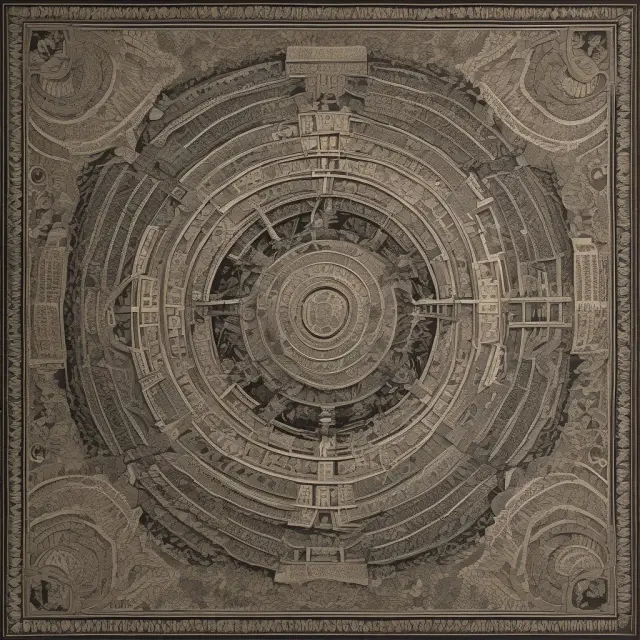 A meticulously crafted tapestry illustrates Management by Objectives (MBO), depicting interconnected objectives fostering organizational growth.