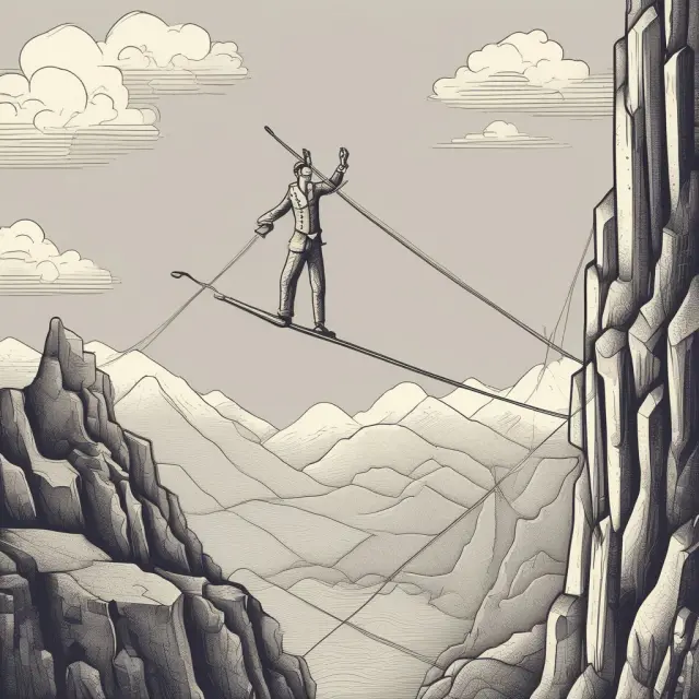 An individual balancing multiple objectives while navigating limited resources, illustrating the challenges of implementing Management by Objectives (MBO)