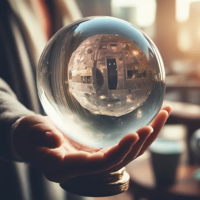 Crystal ball depicting the future of MBO, showing evolving landscape with adaptive managers and engaged employees