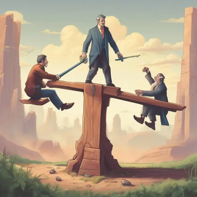 An image of a seesaw with high investment fees on one side and compounding returns on the other, emphasizing their impact on portfolio performance