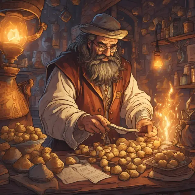 Alchemist transforming data into insights using managerial accounting techniques: product costing, marginal costing, and break-even point analysis.
