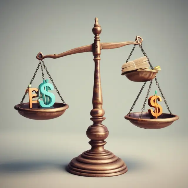 An investor holding a pair of balanced scales with debt and equity symbols, emphasizing effective use of financial leverage for institutional investment.