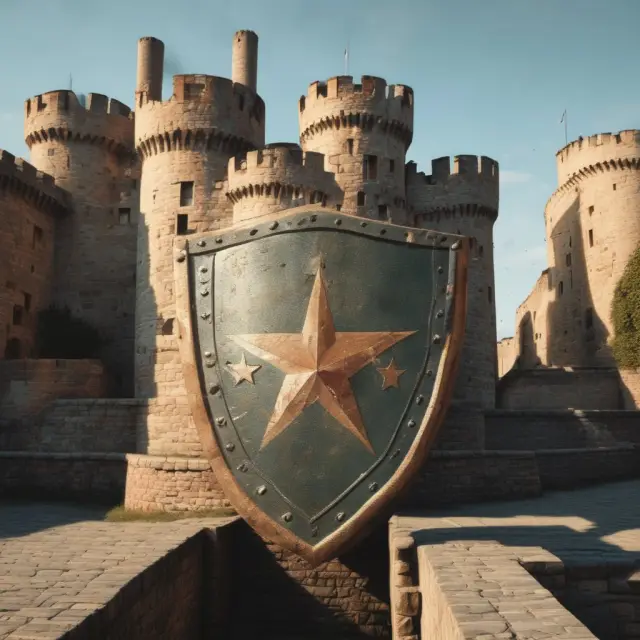 A shield emblazoned with five stars safeguards a well-fortified castle, representing institutional investors