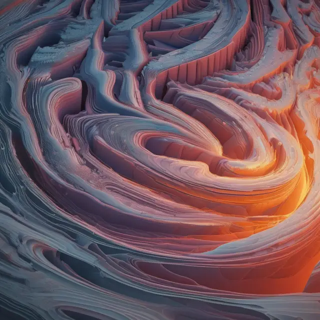 A dynamic image of a chemical vortex with intertwining batches and continuous streams, symbolizing the dual nature of process manufacturing, including batch and continuous processing techniques.