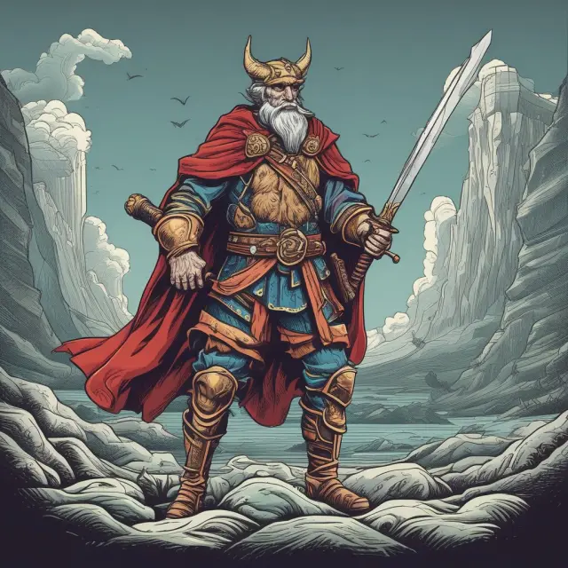 An investor with a scale in hand and a double-edged sword symbolizing margin debt, standing atop a graphical representation of the stock market.