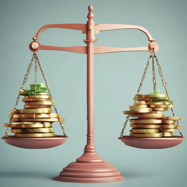 A balanced scale with securities symbolizing advantages on one side and potential gains representing risks on the other, emphasizing the importance of careful consideration in margin loans.
