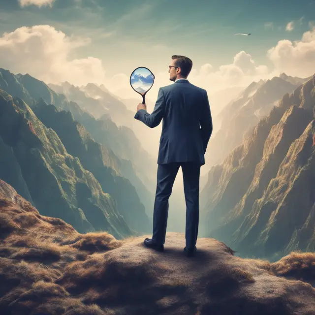 Investor examining enlarged stock portfolio with leverage and margin account