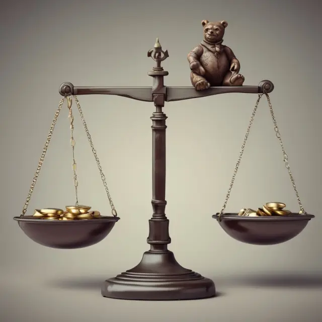 A balance between a bull investor, symbolizing growth, and bear maintenance margins, highlighting the risks of margin calls