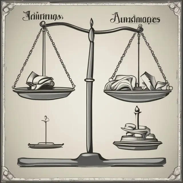 Two scales in balance, one marked 