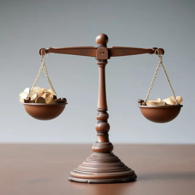 Image of a scale with revenue on one side and cost on the other, balanced at the point where no marginal profit is generated