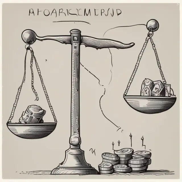Scale representing marginal profit balance, with revenue and cost factors