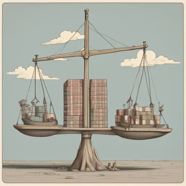 Visualizing the relationship between imports, exports, and disposable income on a see-saw.