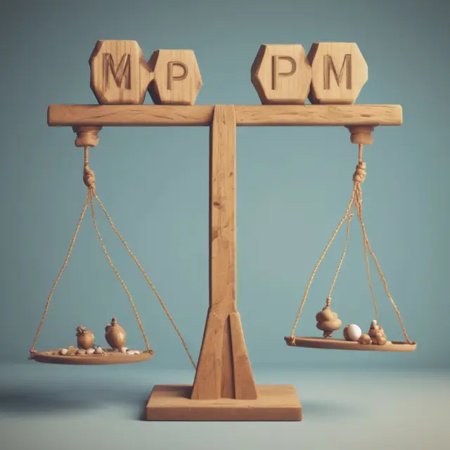 Seesaw with imports and exports illustrating the unstable nature of MPM in global trade