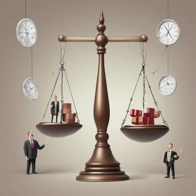 Man balancing scales filled with fluctuating revenue and cost weights, symbolizing business estimation challenges