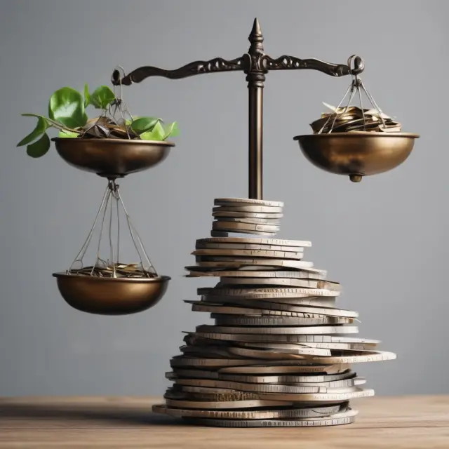 Balanced scales illustrating the concept of marginal productivty and its impact on economic decision making